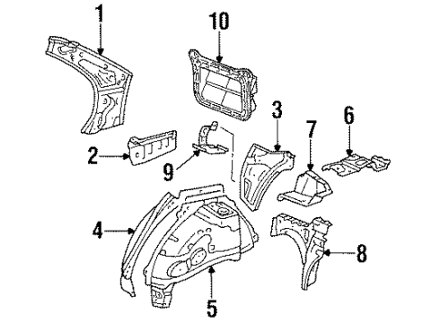 1995 Toyota Tercel Inner Structure - Quarter Panel Diagram