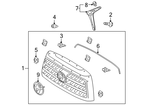 2016 Toyota Sequoia Radiator Grille Sub-Assembly Diagram for 53100-0C210-C0