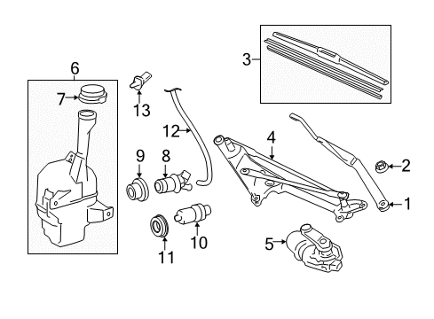 2007 Toyota Camry Wiper & Washer Components Diagram 1 - Thumbnail