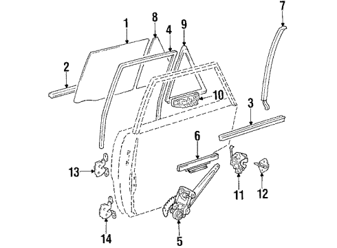 1986 Toyota Tercel Channel Sub-Assembly, Rear Door Glass, LH Diagram for 69906-16010