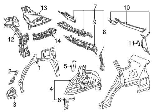 2021 Toyota Venza Panel Sub-Assembly, Roof Diagram for 61702-48030