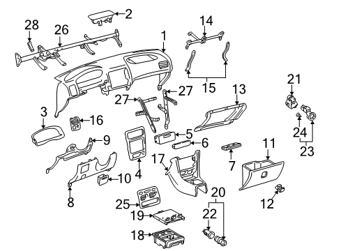 2002 Toyota Corolla Instrument Panel Diagram