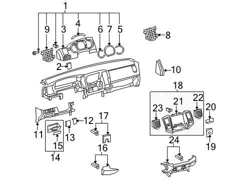 2009 Toyota Tacoma Register Assy, Instrument Panel Diagram for 55650-04040-B0