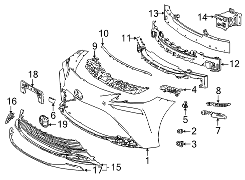 2022 Toyota Mirai Upper Retainer, Front Driver Side Diagram for 52534-62010