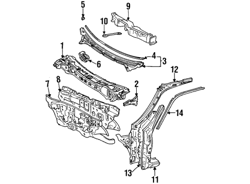 1994 Toyota Paseo Cowl Diagram