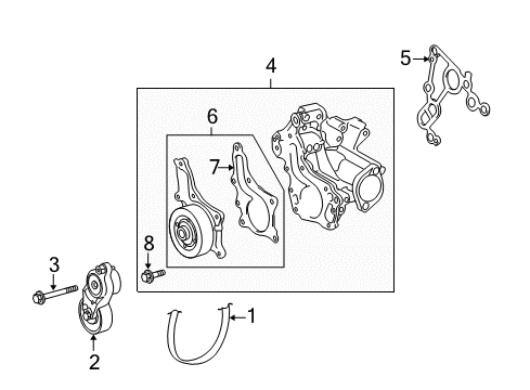 2010 Toyota Venza Water Pump, Belts & Pulleys Diagram