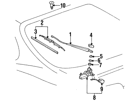 1998 Toyota Supra Nut, Rear Wiper Link Pivot Diagram for 90099-05157