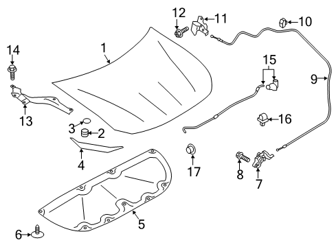 2015 Scion FR-S Stay Assembly F Hood Diagram for SU003-01395