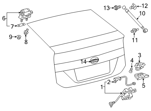 2012 Toyota Prius Plug-In Back Door Lock Assembly Diagram for 69350-47031