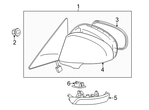 2012 Toyota Avalon Outside Rear View Driver Side Mirror Assembly Diagram for 87940-07073-D0