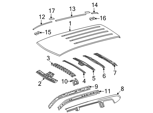 2008 Toyota Highlander Roof & Components Diagram 2 - Thumbnail