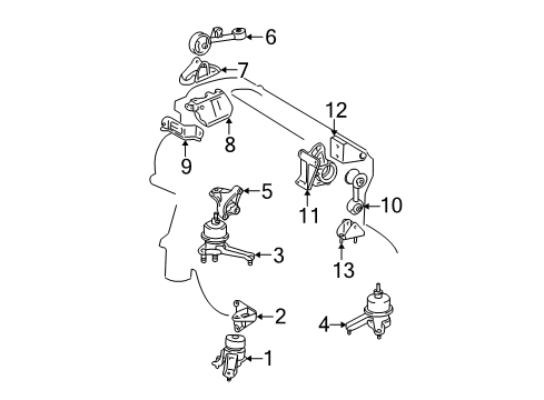 2003 Toyota Solara Bracket, Engine Mounting Control Diagram for 12313-28040