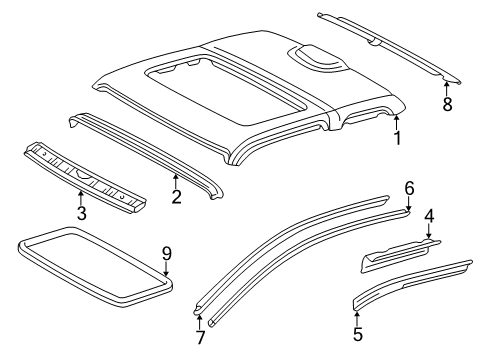 1995 Toyota Tacoma Trim, Roof Headlining Diagram for 63393-89104-E0