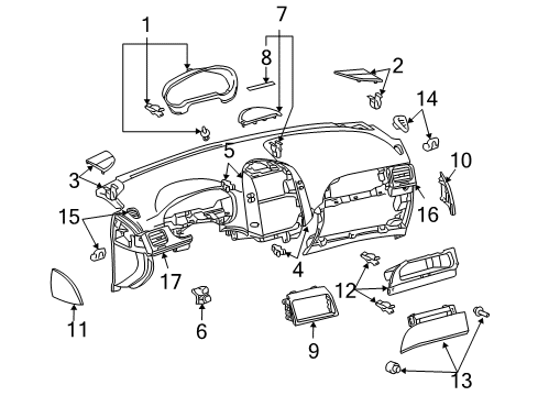 2004 Toyota Sienna Panel, Instrument Cluster Finish, Center Diagram for 55412-AE020