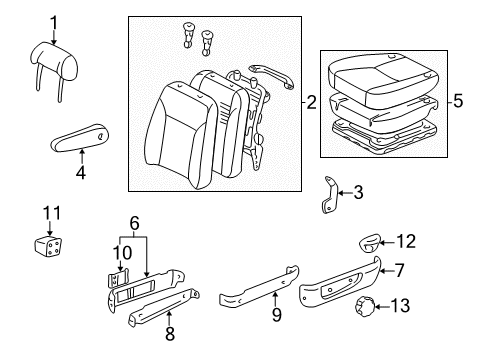 1998 Toyota Sienna Front Seat Components Diagram 1 - Thumbnail