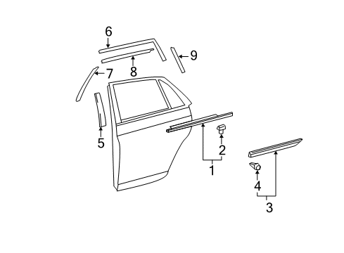 2007 Toyota Avalon Stripe, Rear Door Outside, Lower RH Diagram for 75977-AC010