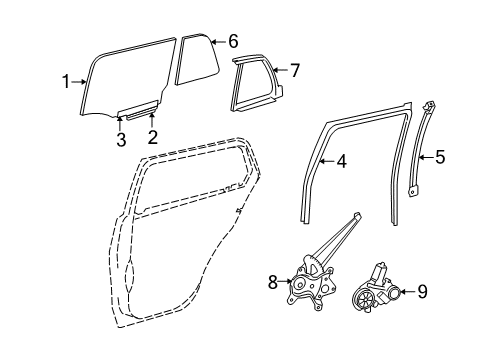 2010 Scion xD Bar Sub-Assy, Rear Door Window Division, LH Diagram for 67408-52150