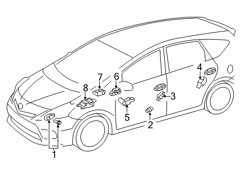 2014 Toyota Prius V Sensor Assembly, Air Bag Diagram for 89170-47180