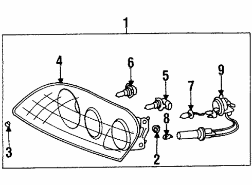 1998 Toyota Supra Driver Side Headlight Unit Assembly Diagram for 81151-1B241