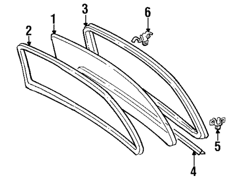 1994 Toyota Corolla Retainer, Back Window Outside Moulding Diagram for 76581-12080