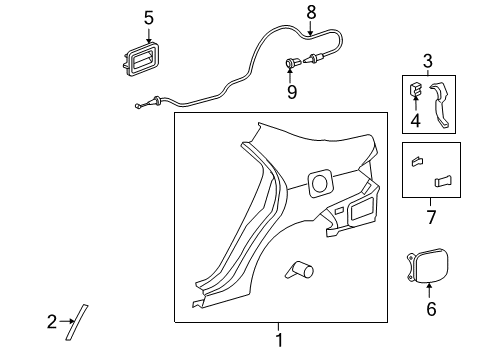 2012 Toyota Corolla Housing, Quarter Panel End, LH Diagram for 61698-12913