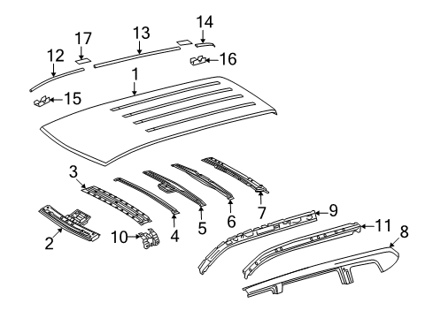 2013 Toyota Highlander Windshield Header, Front Diagram for 63102-48914