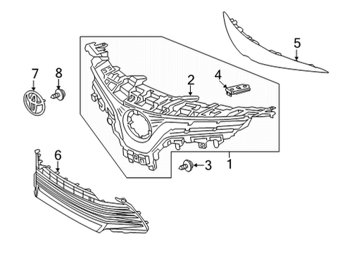 2022 Toyota Camry Grille & Components Diagram 4 - Thumbnail