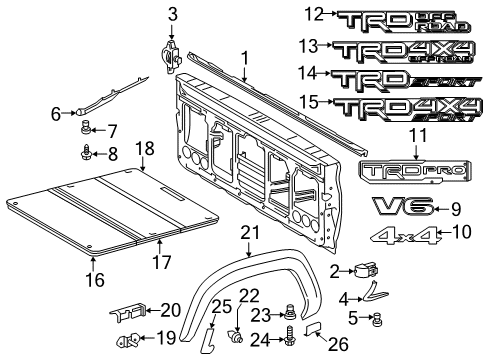 2017 Toyota Tacoma Rear Body Name Plate, No.3 Diagram for 75473-04050