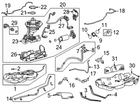 2022 Toyota Highlander Cover, Fuel Tank Filler Diagram for 77219-0E010