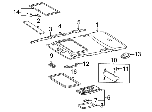 2001 Toyota RAV4 Trim, Gray Diagram for 63318-42050-B0