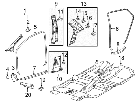 2009 Toyota Yaris Interior Trim - Pillars, Rocker & Floor Diagram 2 - Thumbnail