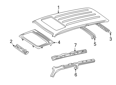 2000 Toyota Land Cruiser Roof & Components Diagram