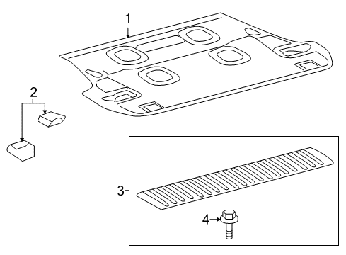 2010 Toyota Land Cruiser Plate, Rear Floor Mat Support, Rear Diagram for 58574-60110-B0