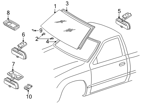 1998 Toyota Tacoma Windshield Glass Diagram