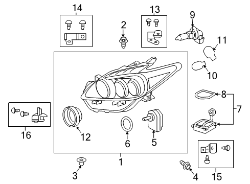 2012 Toyota Prius V RETAINER, HEADLAMP Protector Diagram for 81195-47060