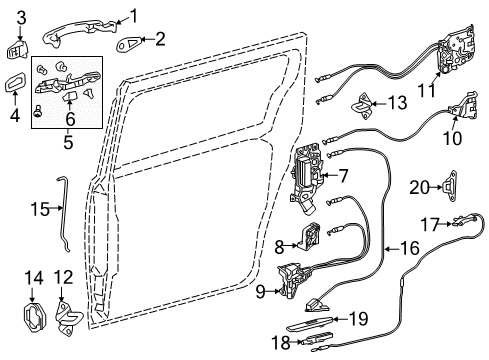 2016 Toyota Sienna Side Loading Door - Lock & Hardware Diagram