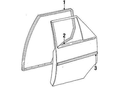 1986 Toyota Corolla Weatherstrip, Rear Door, RH Diagram for 67871-12170