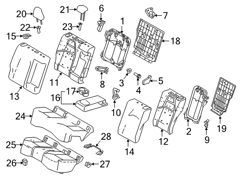 2020 Toyota Corolla Seat Cushion, Rear Diagram for 71503-12420