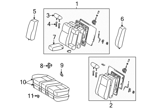 1998 Toyota Camry Armrest Assy, Rear Seat, Center Diagram for 72830-33170-B0