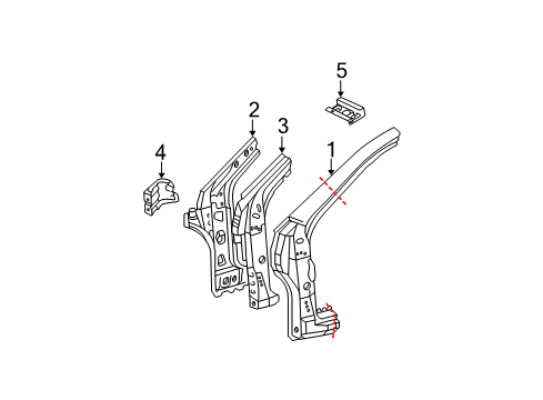 2004 Toyota Corolla Reinforcement, Front Pillar, Upper Outer RH Diagram for 61175-02040