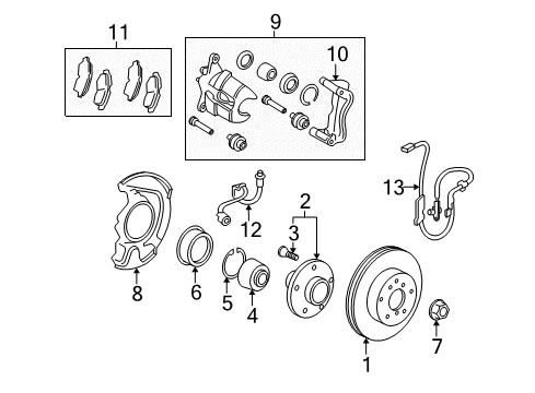 2010 Toyota Matrix Disc Brake Dust Cover Front Left Diagram for 47782-02130