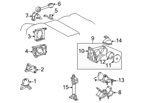 2000 Toyota Camry Bracket, Engine Mounting Control Diagram for 12313-20020