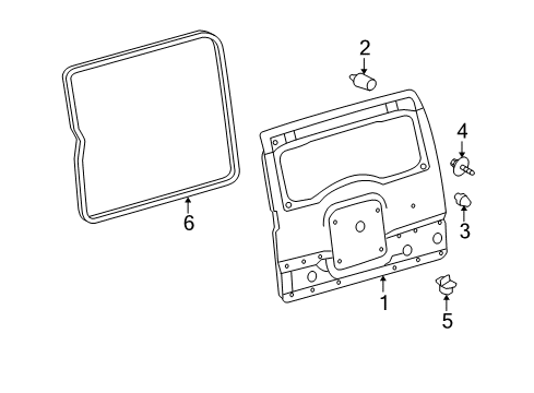 2010 Toyota FJ Cruiser Back Door - Body & Hardware Diagram