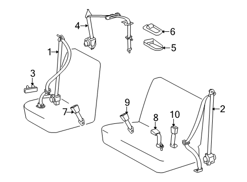 2014 Scion xD Rear Seat Belts Diagram