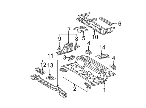 2004 Toyota Tundra Reinforce Sub-Assy, Floor Side, Inner LH Diagram for 57404-0C010