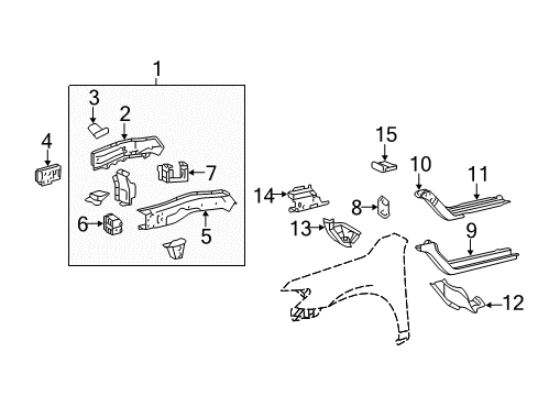 2011 Toyota Camry Structural Components & Rails Diagram 6 - Thumbnail