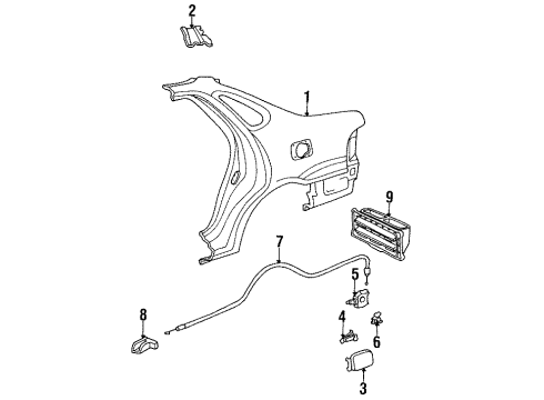 1995 Toyota Avalon Panel, Quarter, RH Diagram for 61601-07904