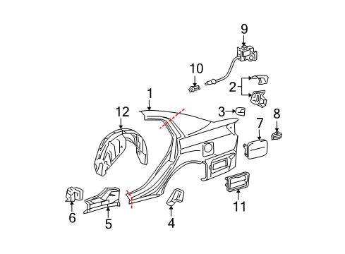 2008 Toyota Avalon Reinforcement, Wheel House, RH Diagram for 61647-AC010