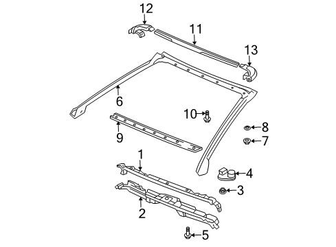 2000 Toyota Solara Moulding, Windshield, Outside Upper Diagram for 75531-AA030