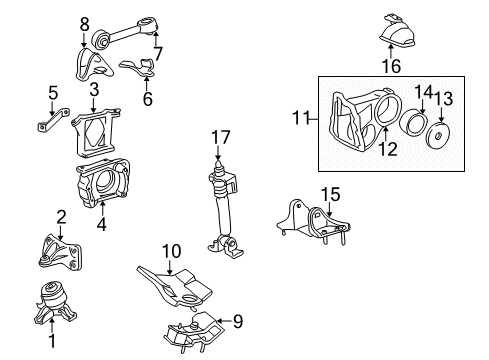 1998 Toyota Camry Engine & Trans Mounting Diagram 4 - Thumbnail